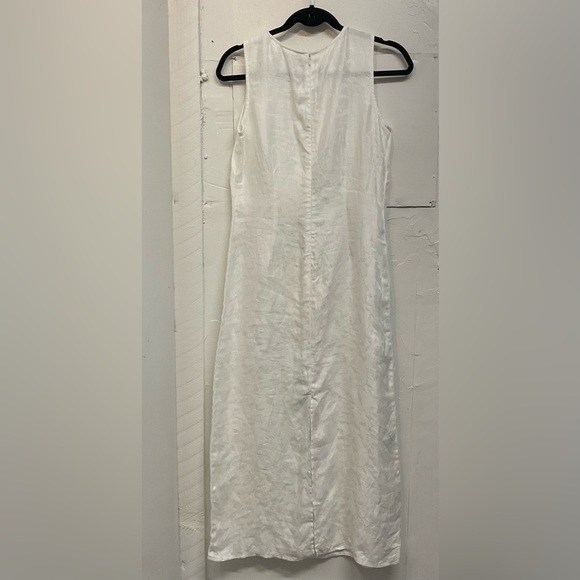 Liz Claiborne White Floral 100% Linen Sleeveless Maxi Dress - Picture 2 of 4